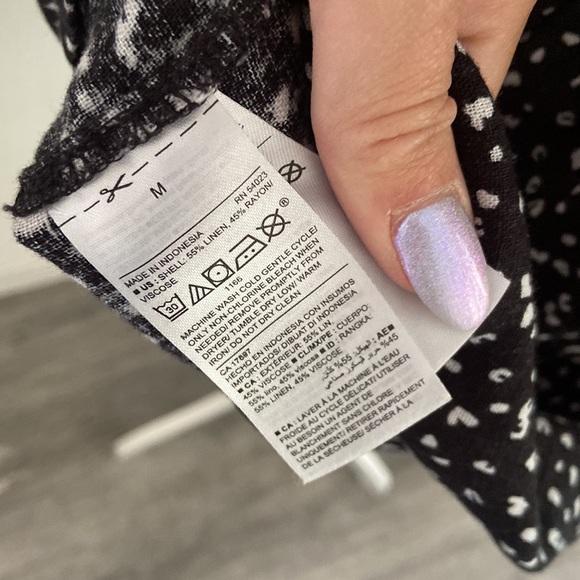 Old Navy linen dress black white dot pattern medium high neck halter sheath - Picture 8 of 15